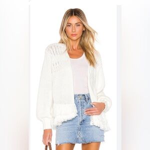 Frame Denim Ivory Fringe Cardigan Cotton/Cashmere XL